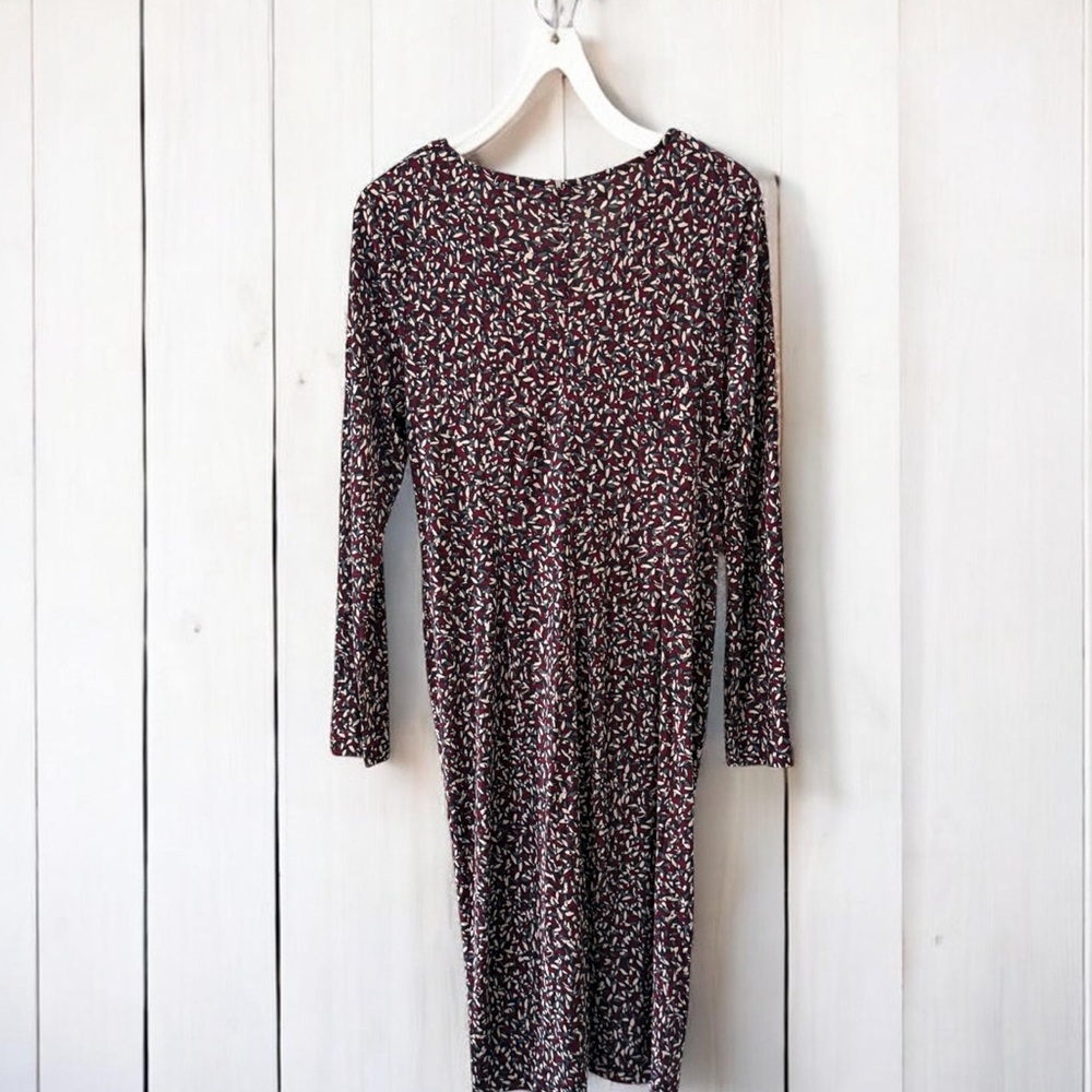 NWT Tory Burch Twist Front Stretch Midi Dress - Burgundy Multicolor! XL NEW! - Picture 2 of 10